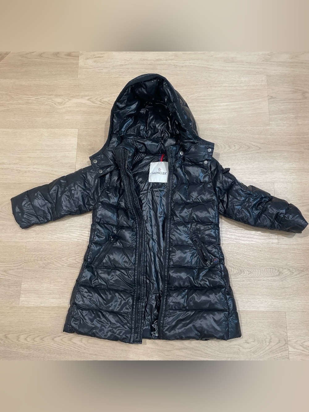 Moncler Black Quilted Hooded Down Puffer Coat